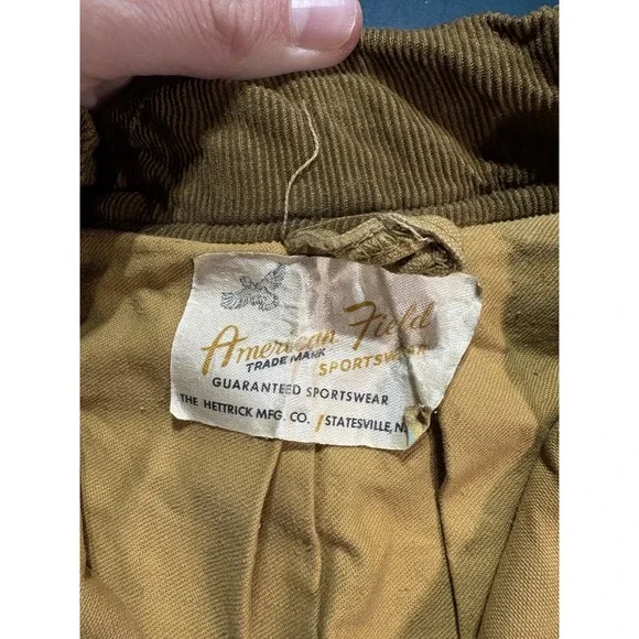 Vintage 50s American Field Hunting Jacket Mens XL Canvas Corduroy Chore 1950s